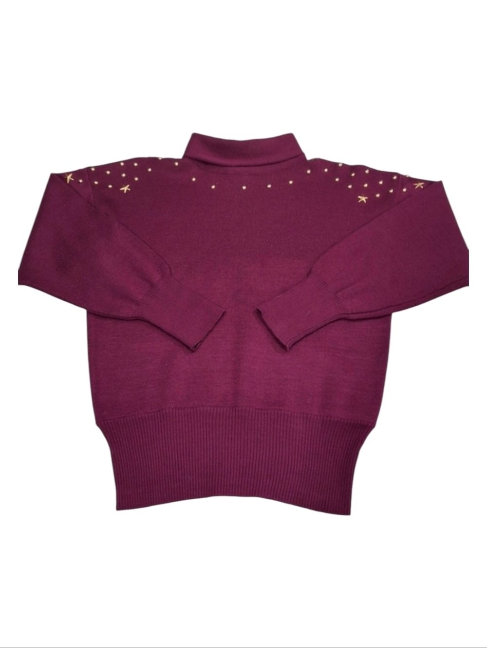 Meister~VTG 80s~Ski Sweater~Purple Brass Star Embellishment~Sporty~SIZE MEDIUM